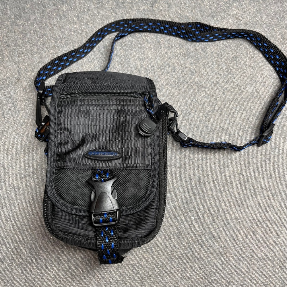 Samsonite Black Blue Nylon Multi Compartment Utility Camera Travel Pouch Bag